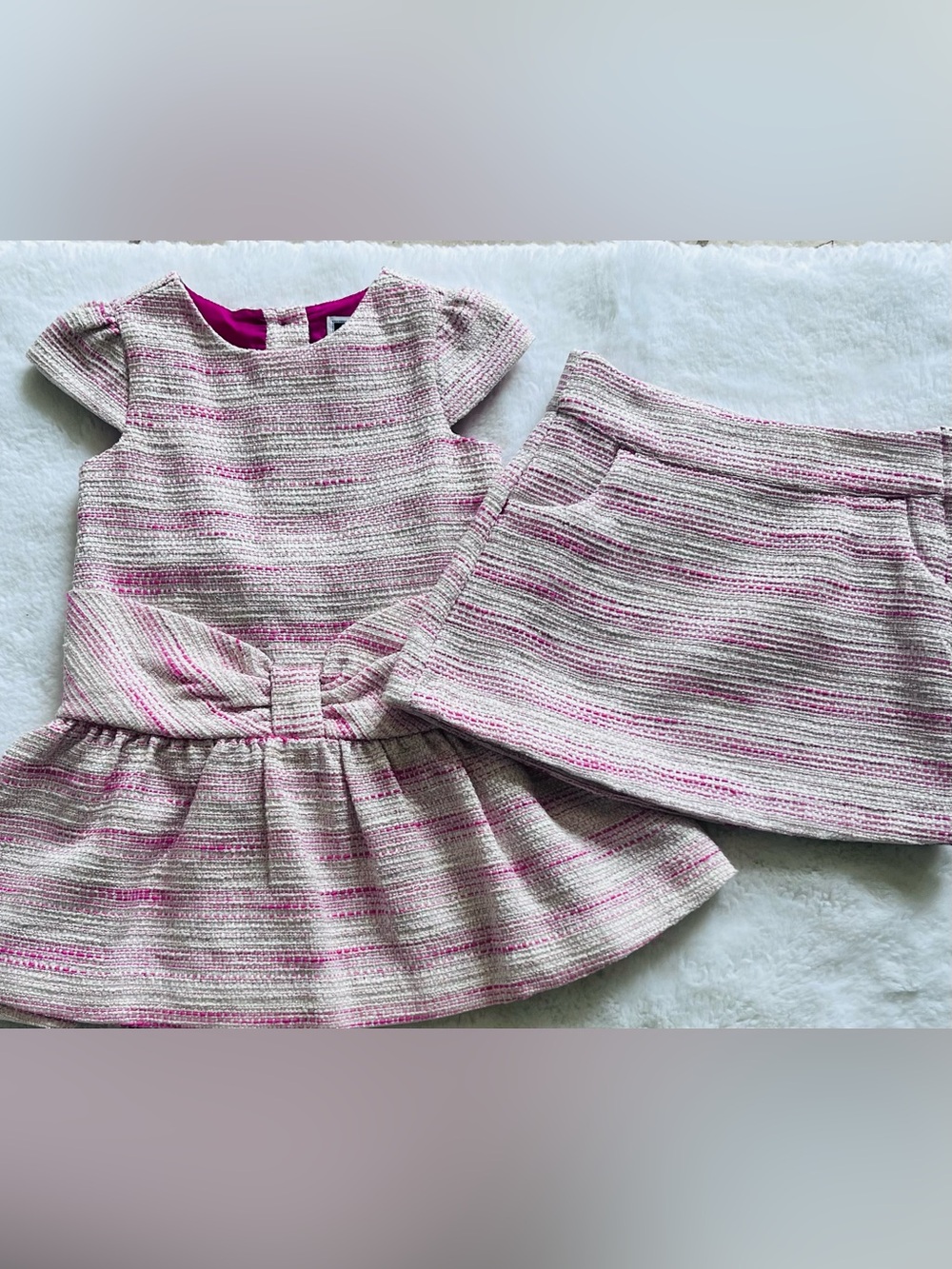 Janie and Jack Pink Sparkly Tweed Dress & Skirt 18/24 & 2T. NWOT.